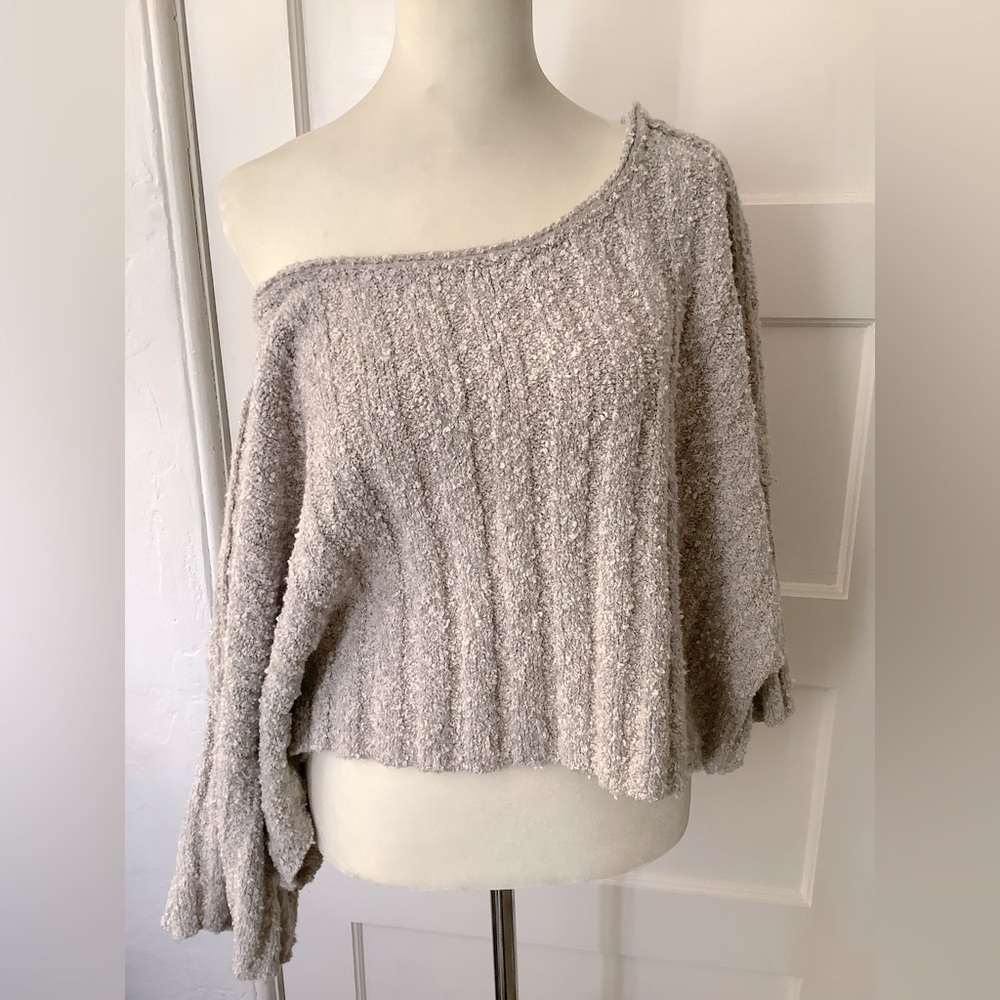 FREE PEOPLE Good Day Cropped Pullover Marled Gray Sweater Size S - Picture 10 of 13
